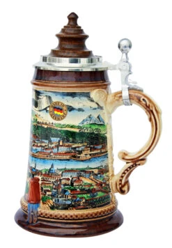 Old Salzburg Beer Stein With Wood Lid -Luxury Cup Store Old Salzburg Beer Stein K465HS RS SM 51064.1401398658