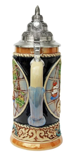 Old World Globe Four Elements Beer Stein -Luxury Cup Store Old World Map Beer Stein K338 Back SM 95079.1416684448
