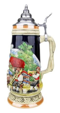 Alpine Oompah Band Beer Stein | 1 Liter -Luxury Cup Store Oompah Band in the Alps German Beer Stein K350K RS SM 00289.1523737075