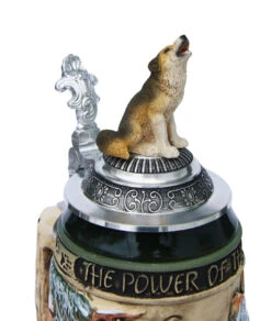 Power Of The Pack Wolf Beer Stein With Wolf Lid -Luxury Cup Store Power of the Pack Beer Stein K955RUW Detail SM 76886.1401398818