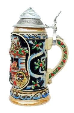 Santa Christmas Beer Stein With Faceted Crystal Lid -Luxury Cup Store Santa Beer Stein with Crystal Lid K042K RS SM 58176.1507300261