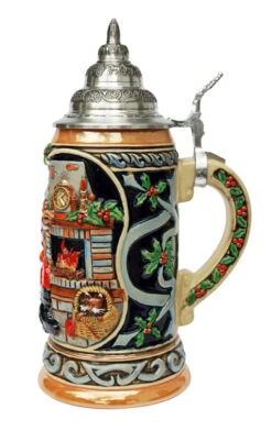 Santa At Home Christmas Beer Stein -Luxury Cup Store Santa at Home Christmas Beer Stein K042 RS SM 59796.1416684382