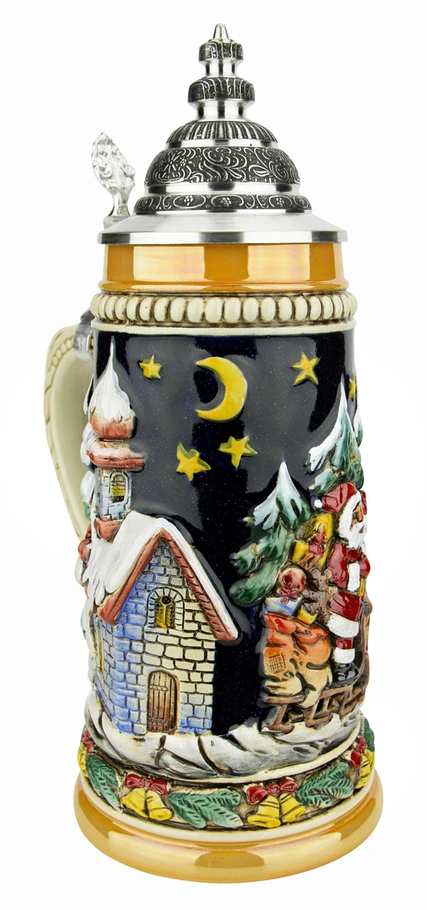 Santas Alpine Sleigh Ride Christmas German Beer Stein - Image 2