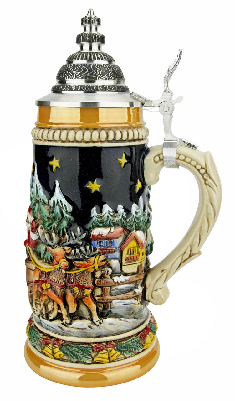 Santas Alpine Sleigh Ride Christmas German Beer Stein - Image 4