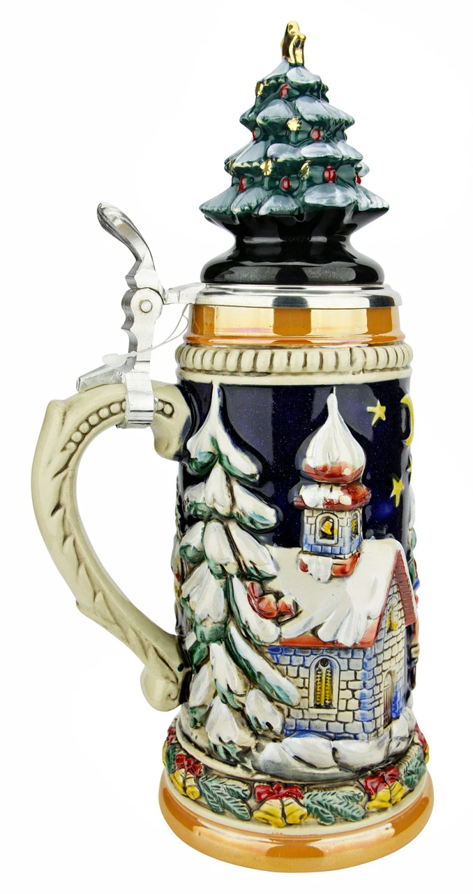 Santas Alpine Sleigh Ride German Beer Stein | Christmas Tree Lid - Image 4