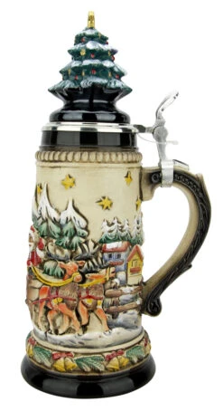 Santas Alpine Sleigh Ride German Beer Stein Rustic | Christmas Tree Lid -Luxury Cup Store Santas Alpine Sleigh Ride German Beer Stein Rustic Christmas Tree Lid ZB15309010 RS SM 47562.1694619853