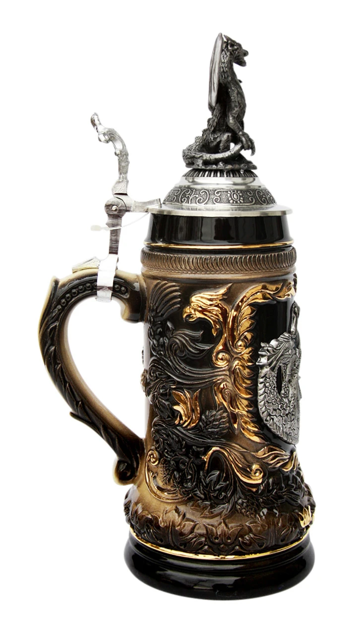 St. George Dragon Slayer Beer Stein With Dragon Lid - Image 4