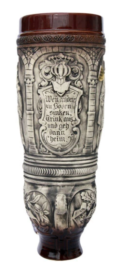 German Ceramic Beer Boot 2 Liter Rustic -Luxury Cup Store Stoneware Beer Boot 2 Liter K378E Back SM 96899.1553613322