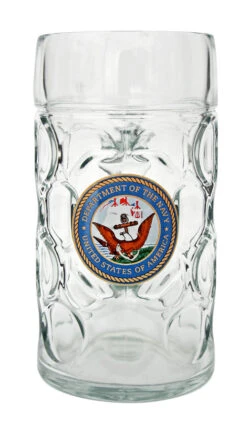 US Navy Dimpled Oktoberfest Glass Beer Mug 1 Liter -Luxury Cup Store US Navy Dimpled Oktoberfest Glass Beer Mug 1 Liter BK047NV FNT SM 36386.1515713402