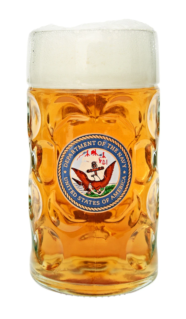 US Navy Dimpled Oktoberfest Glass Beer Mug 1 Liter