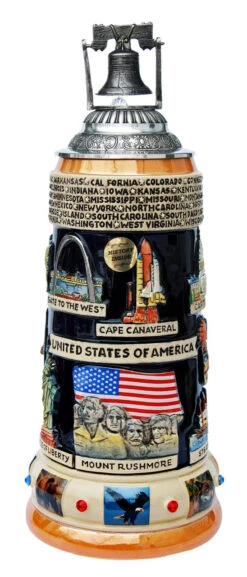 United States Panorama Beer Stein With Liberty Bell Lid