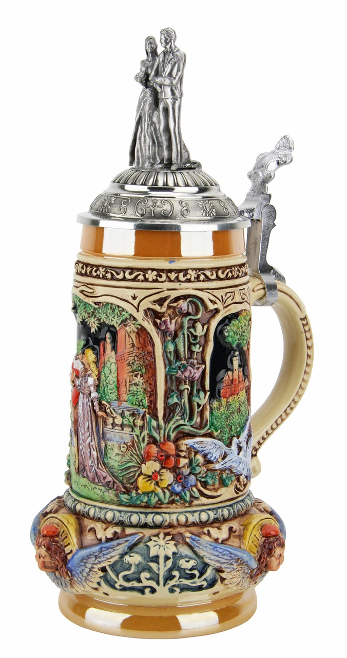 Wedding Beer Stein With Pewter Bride And Groom Figure Lid - Image 2